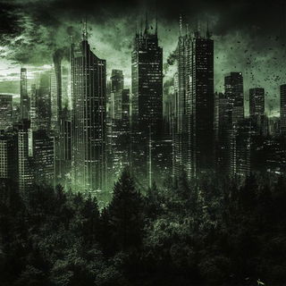 Maketopunk style, Midjourney V6.1: megacity with futuristic bioarchitecture
