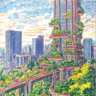 Stratoslipware style, Midjourney V6.1: megacity with futuristic bioarchitecture