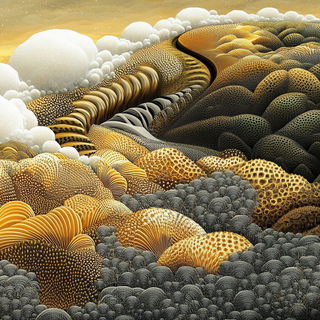 Marzipan Meadow Cartoons style, Midjourney V6.1: abstract 3D render