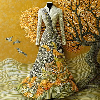 Marzipan Meadow Cartoons style, Midjourney V6.1: haute-couture fashion outfit