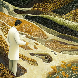 Marzipan Meadow Cartoons style, Midjourney V6.1: editorial illustration for popular scientific magazine cover