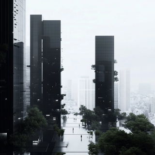 Chromopera style, Midjourney V6.1: megacity with futuristic bioarchitecture