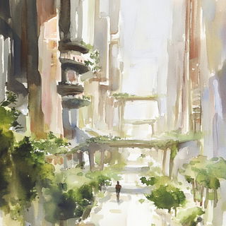 Umbrellatiger style, Midjourney V6.1: megacity with futuristic bioarchitecture