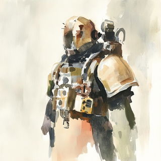 Umbrellatiger style, Midjourney V6.1: concept art character design of retropunk steam knight
