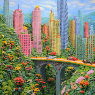 Gothicflow style, Midjourney V6.1: megacity with futuristic bioarchitecture