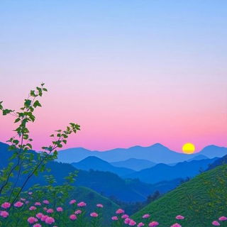 Gothicflow style, Midjourney V6.1: realistic landscape photograph of quiet dawn