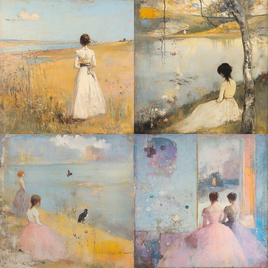 Charles Conder style, Midjourney V6.1, render 1 of 4