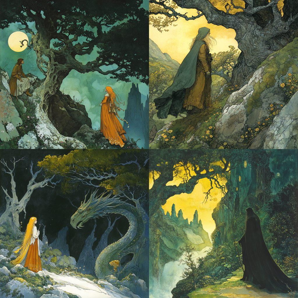 Charles Vess style, Midjourney V6.1, render 1 of 4