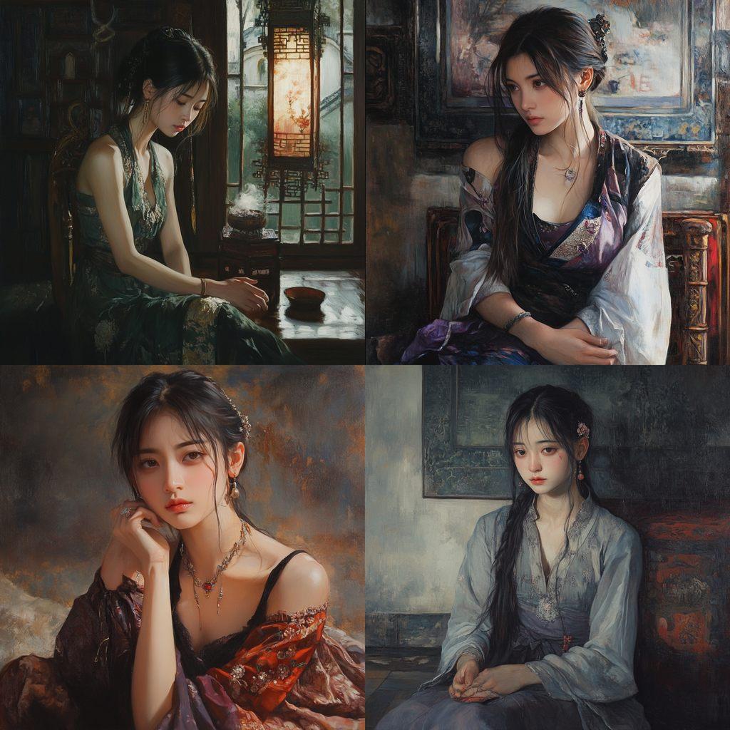 Chen Yifei style, Midjourney V6.1, render 1 of 4