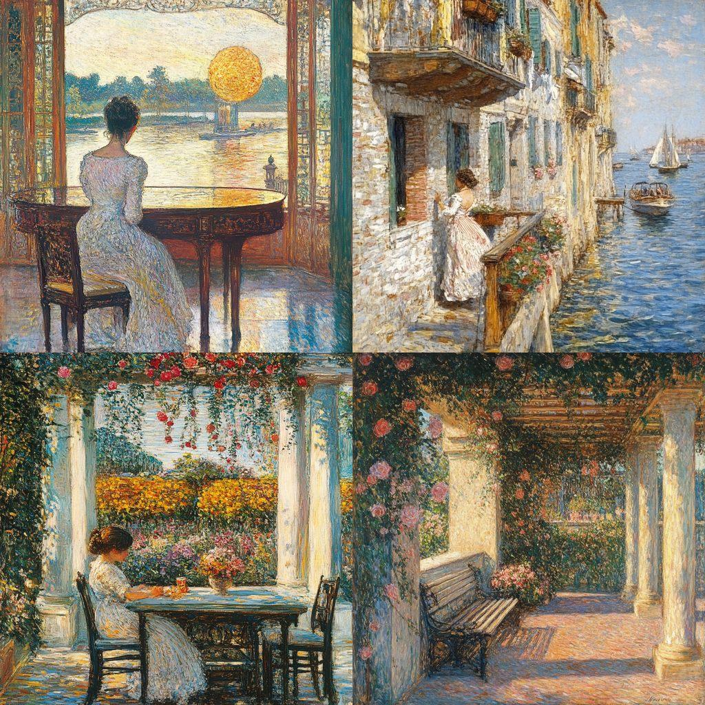 Childe Hassam style, Midjourney V6.1, render 1 of 4