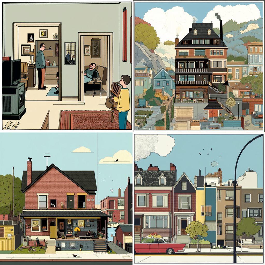 Chris Ware style, Midjourney V6.1, render 1 of 4