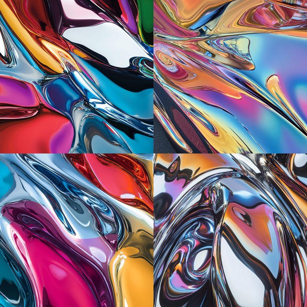 Chrome colors style, Midjourney V6.1, render 1 of 4
