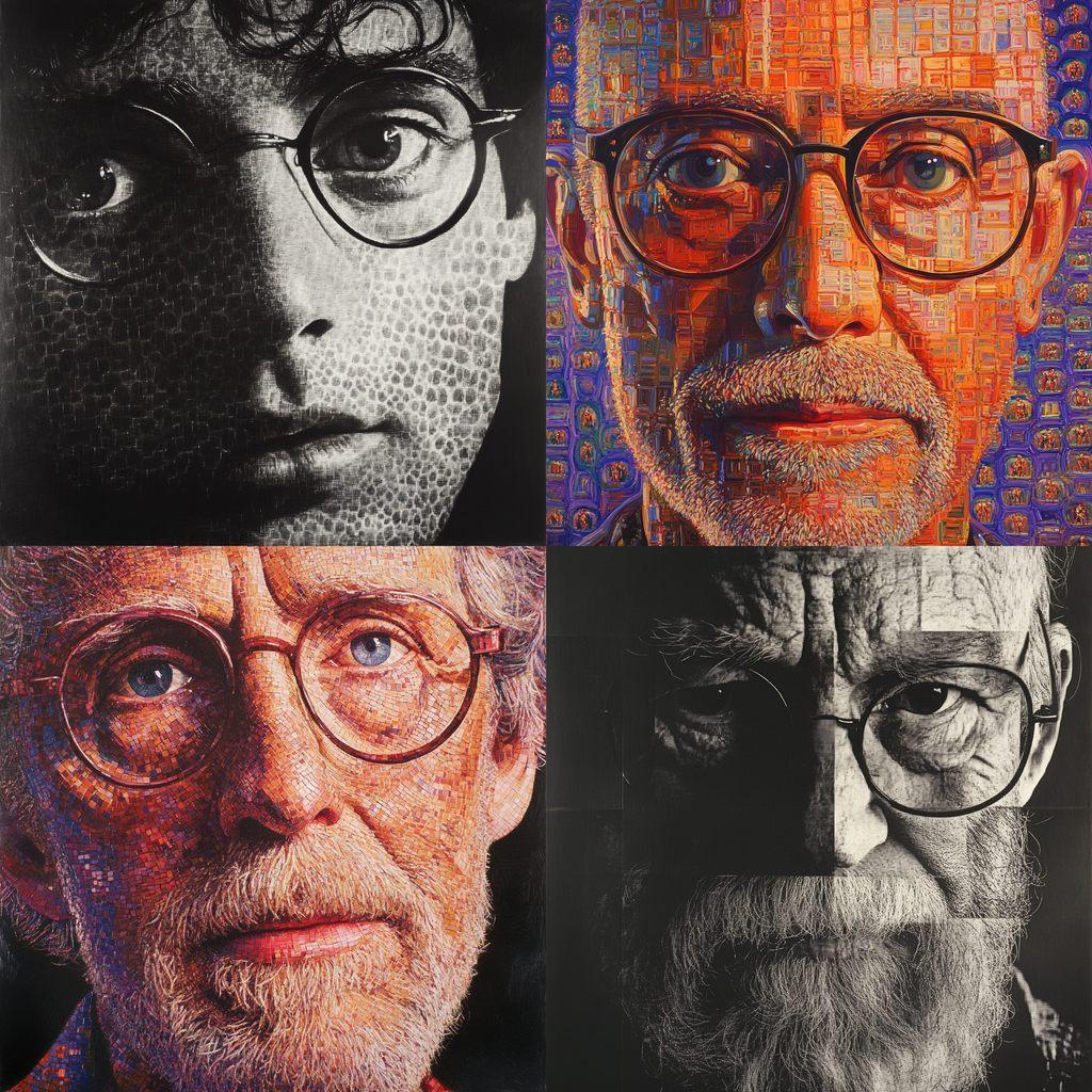 Chuck Close style, Midjourney V6.1, render 1 of 4