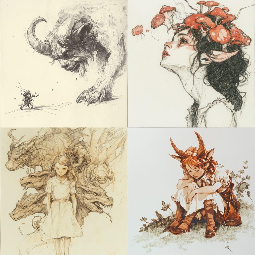 Claire Wendling style, Midjourney V6.1, render 1 of 4