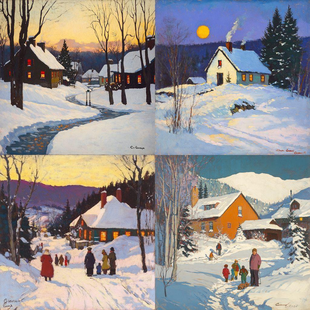 Clarence Gagnon style, Midjourney V6.1, render 1 of 4