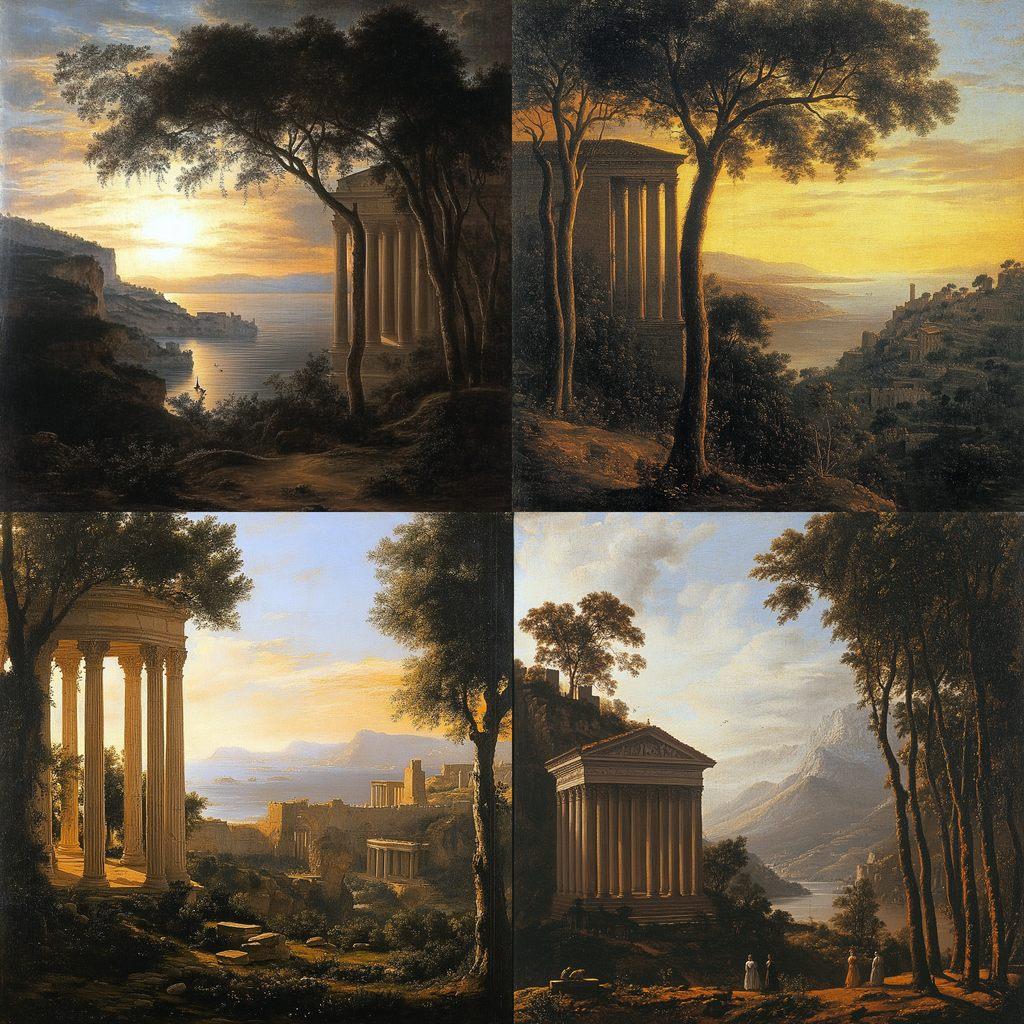 Claude Lorrain style, Midjourney V6.1, render 1 of 4