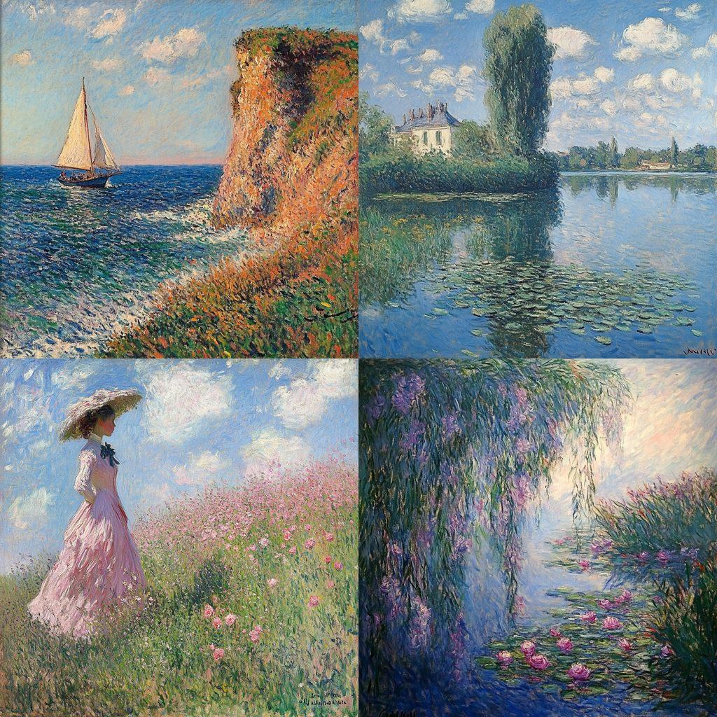 Claude Monet style, Midjourney V6.1, render 1 of 4