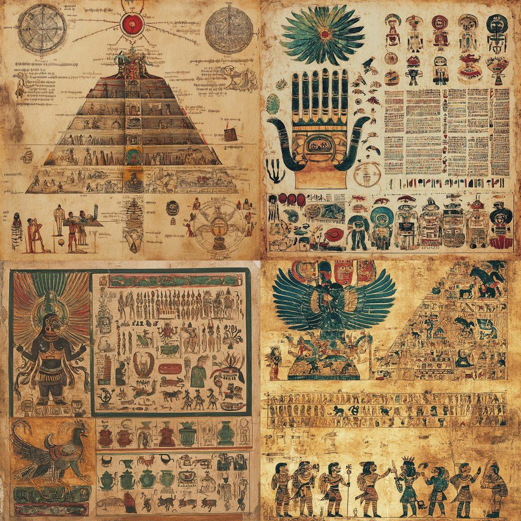 Codex Mendoza style, Midjourney V6.1, render 1 of 4