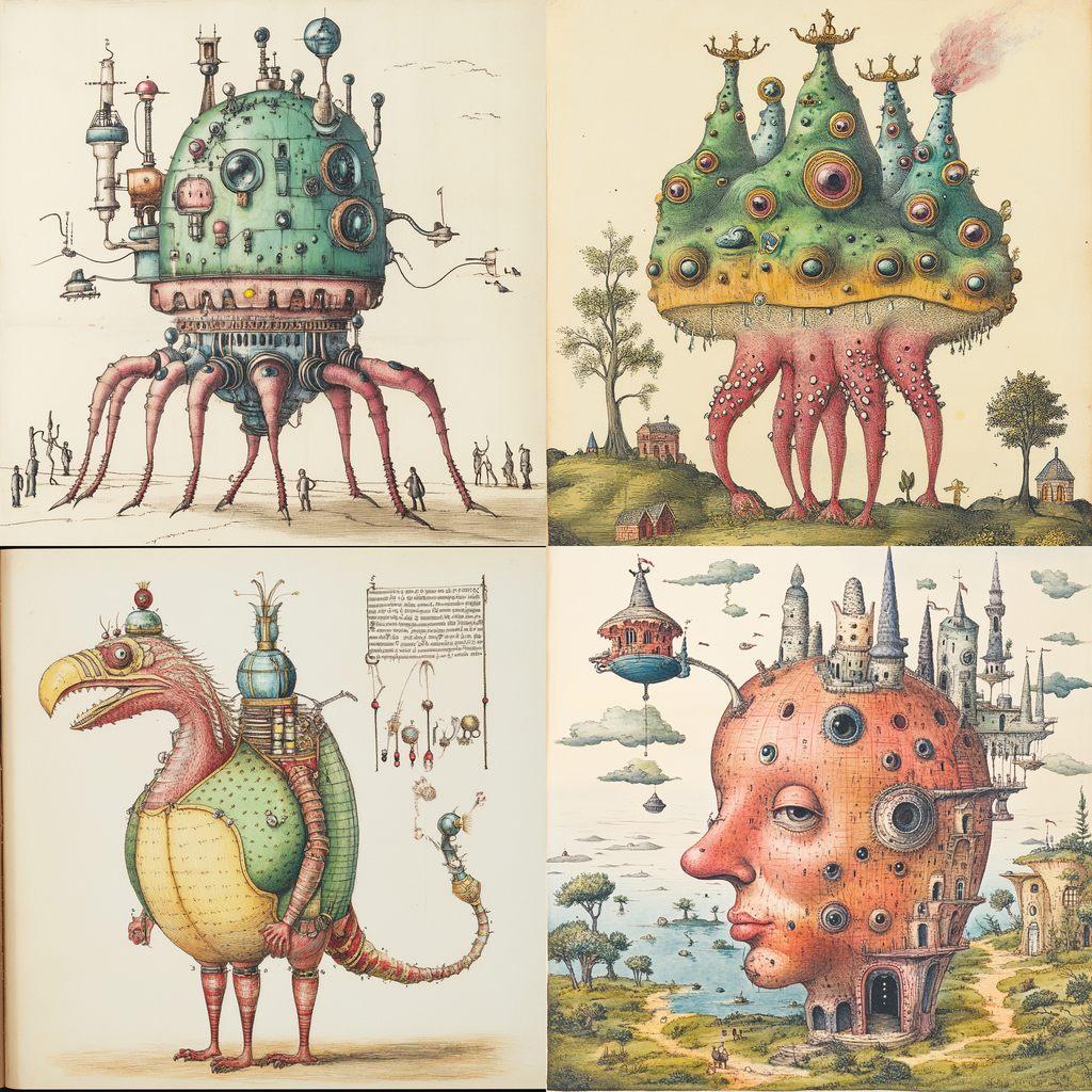 Codex Seraphinianus style, Midjourney V6.1, render 1 of 4