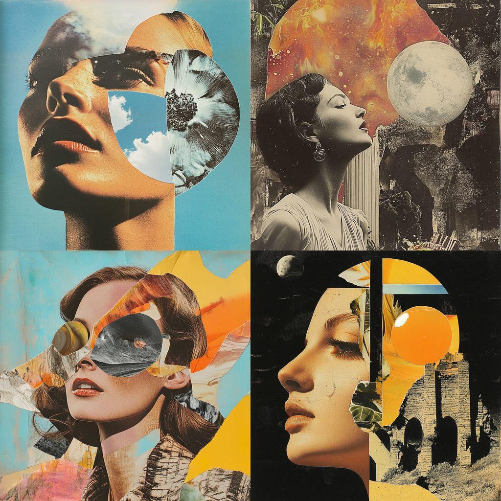 Collage style, Midjourney V6.1, render 1 of 4