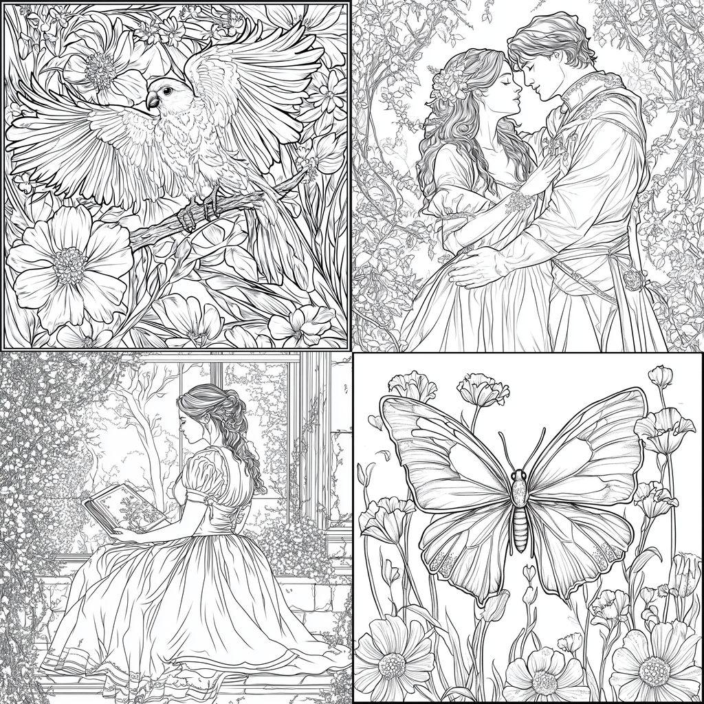 Coloring book page style, Midjourney V6.1, render 1 of 4