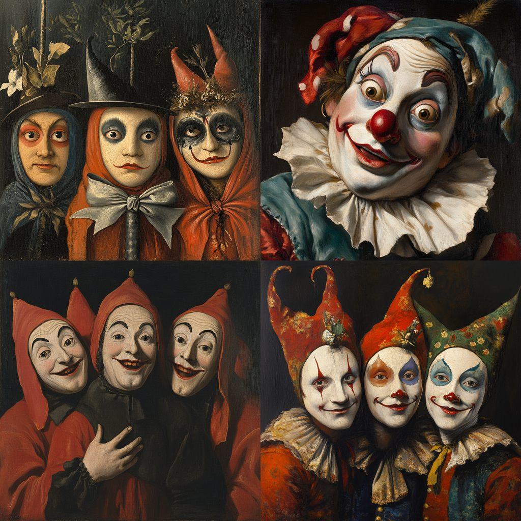 Commedia dell'Arte style, Midjourney V6.1, render 1 of 4