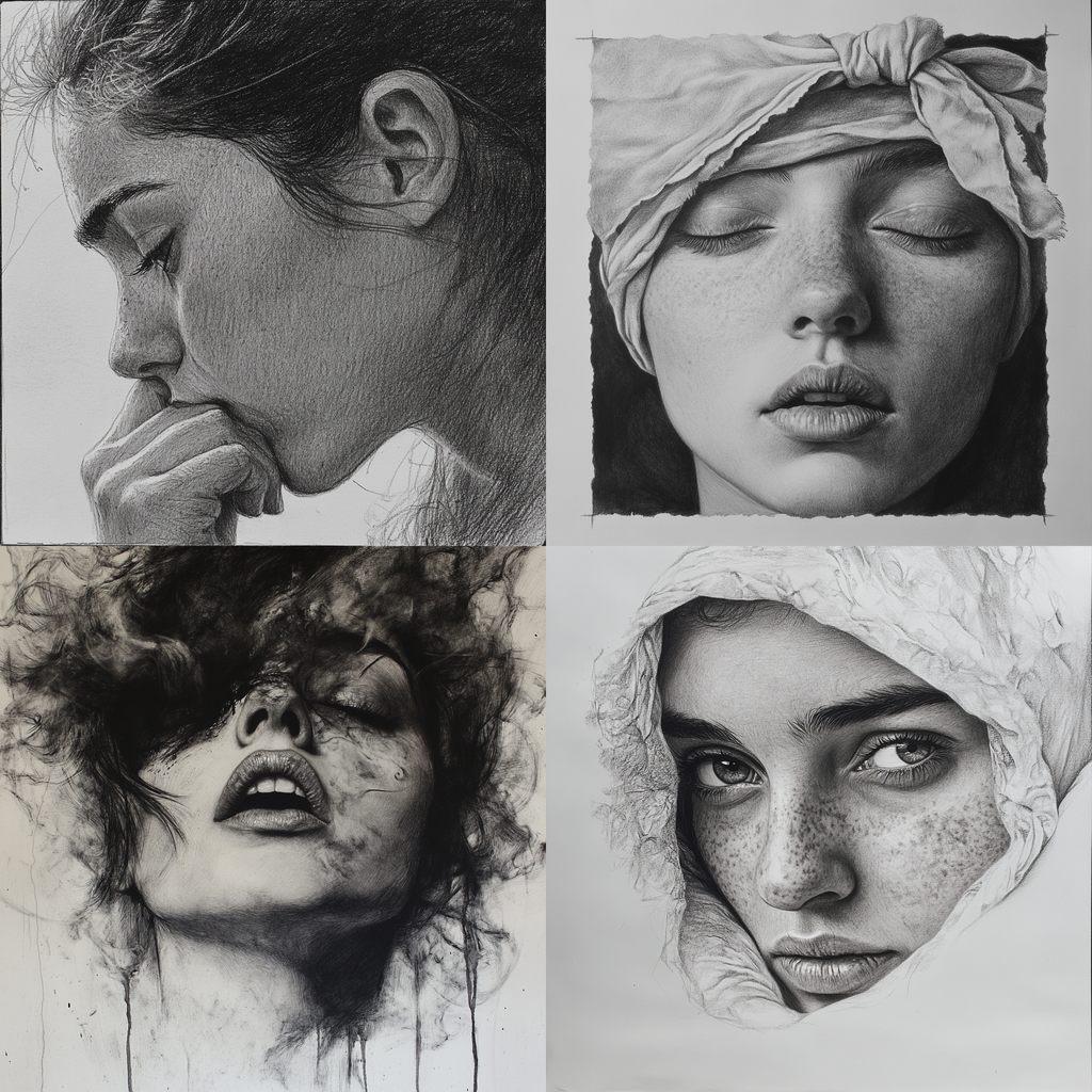 Conte drawing style, Midjourney V6.1, render 1 of 4