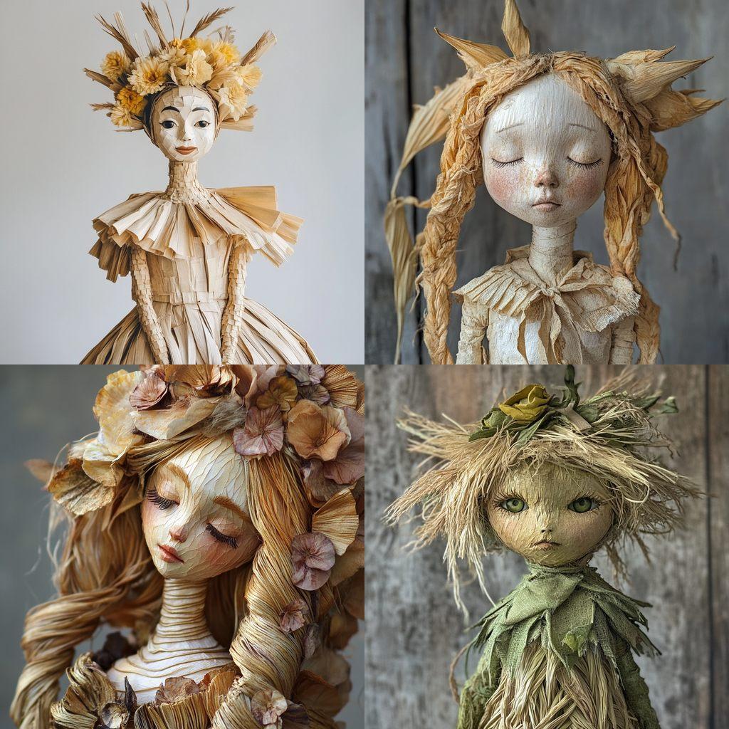 Corn husk doll style, Midjourney V6.1, render 1 of 4
