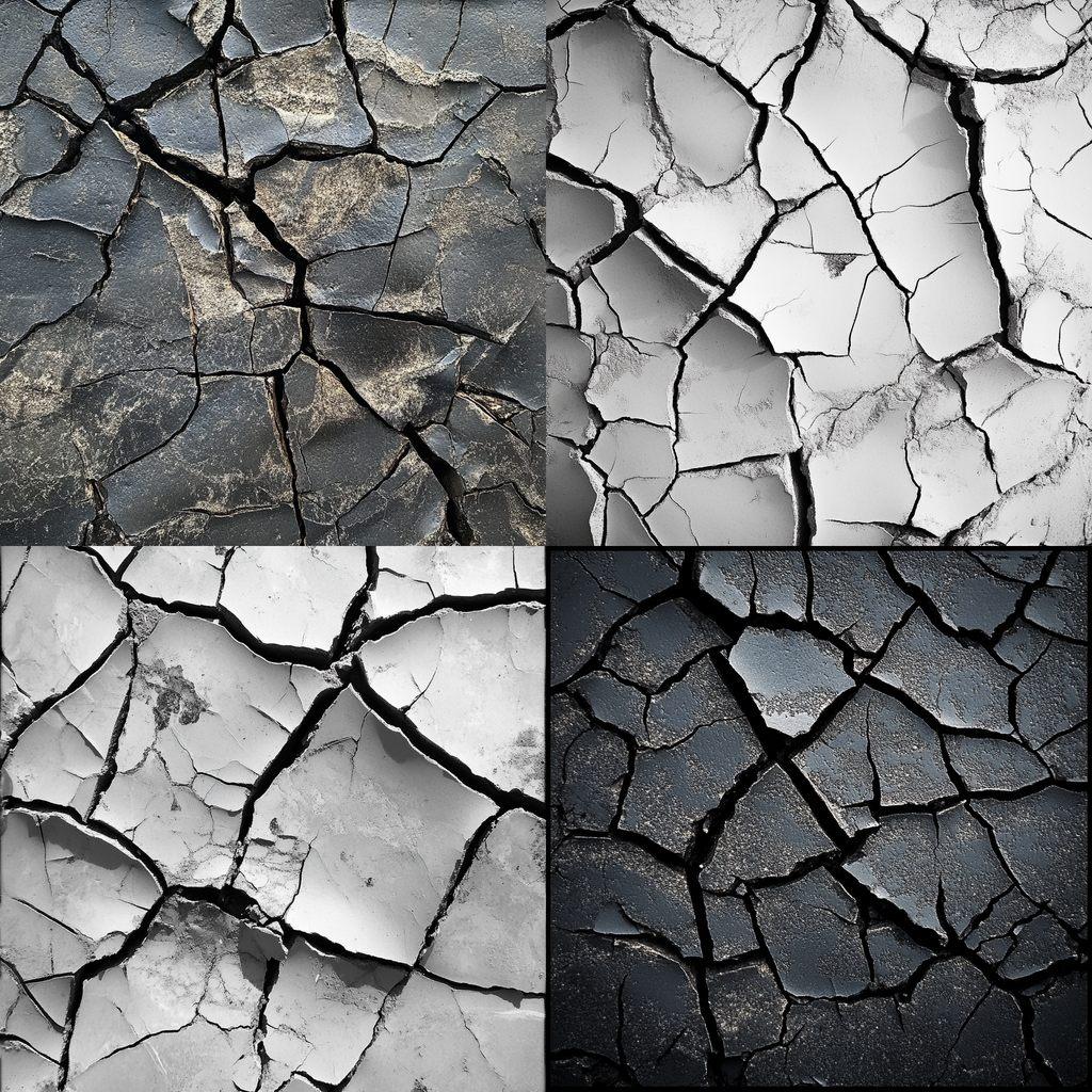 Cracked surface style, Midjourney V6.1, render 1 of 4