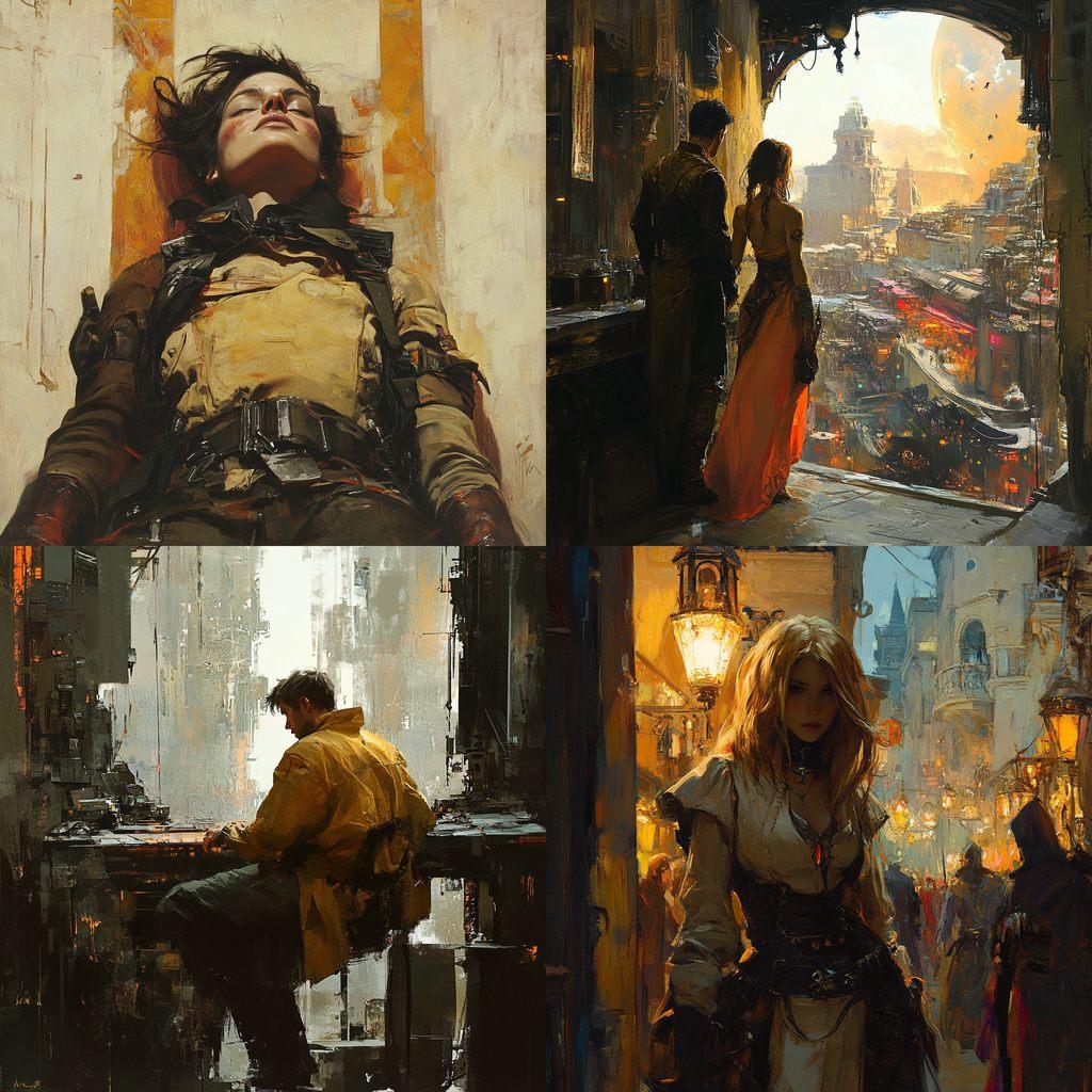 Craig Mullins style, Midjourney V6.1, render 1 of 4