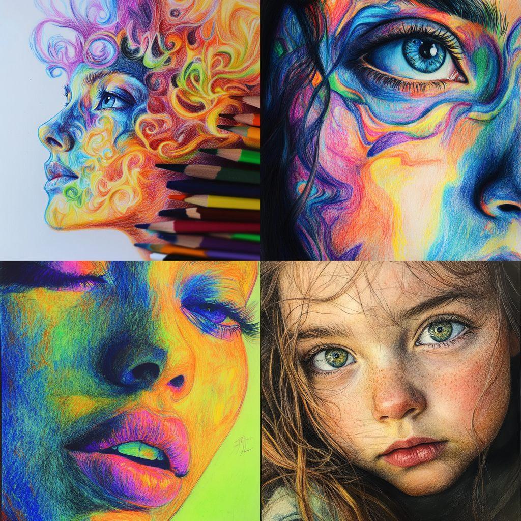 Crayon drawing style, Midjourney V6.1, render 1 of 4
