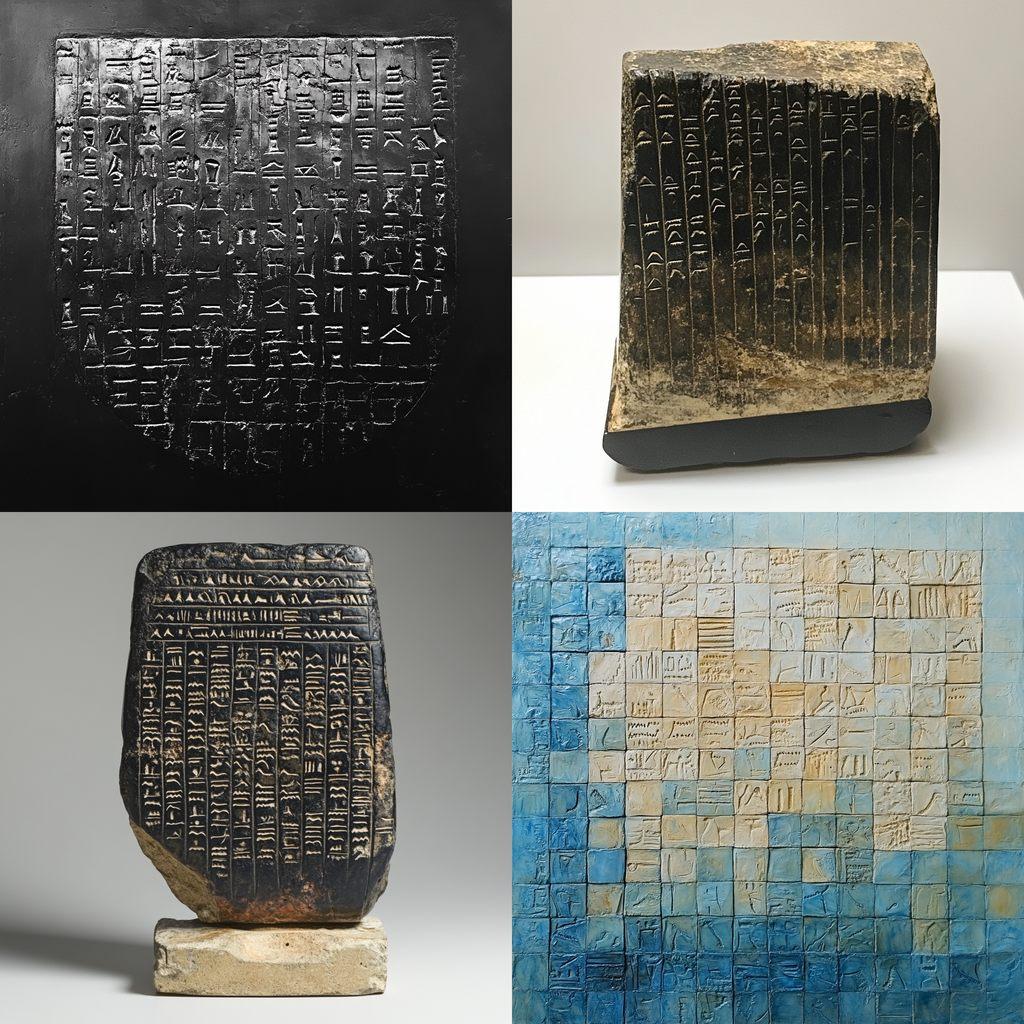 Cuneiform style, Midjourney V6.1, render 1 of 4