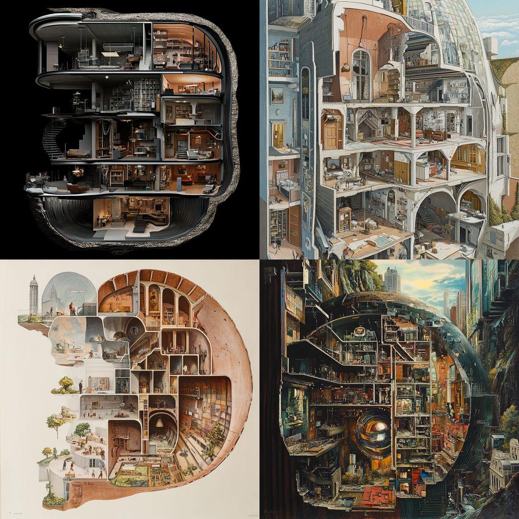 Cutaway view style, Midjourney V6.1, render 1 of 4