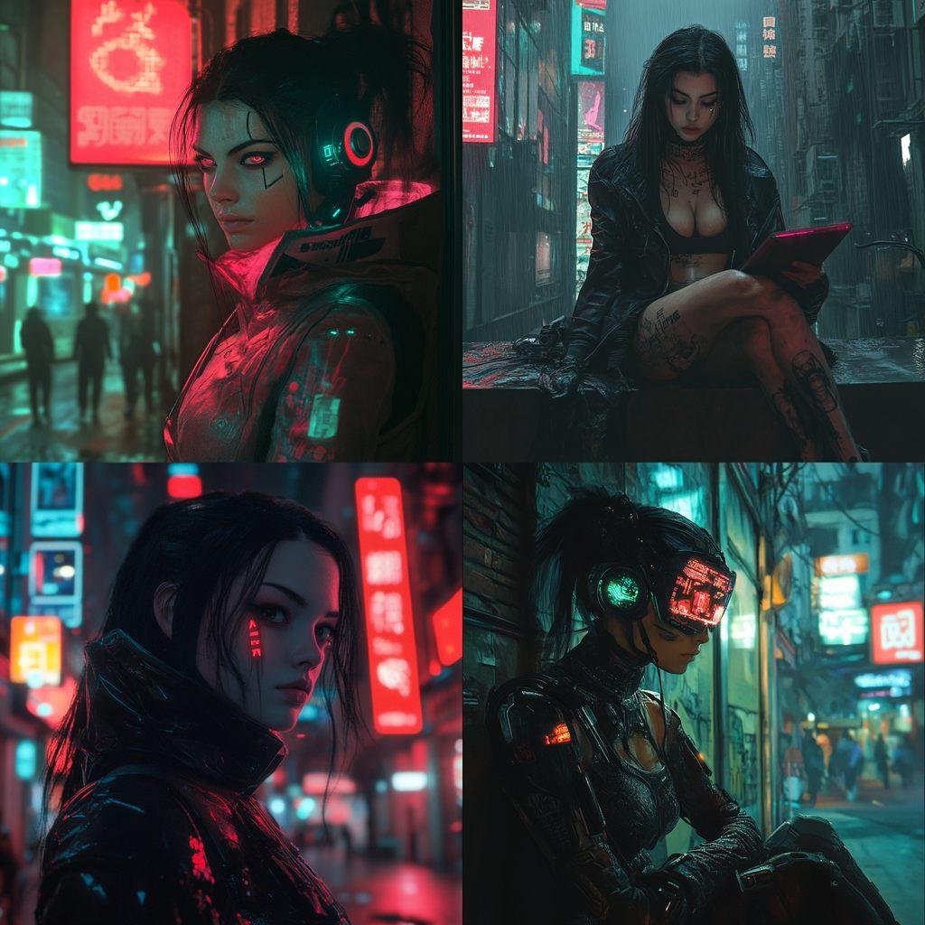 Cyberpunk style, Midjourney V6.1, render 1 of 4