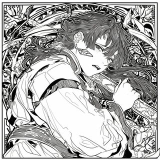 Mushroom Crown Vignettes style, Midjourney V6.1: black-and-white manga comic strip