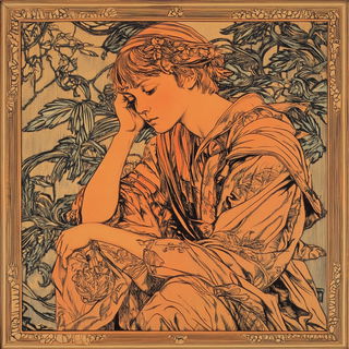 Mushroom Crown Vignettes style, Midjourney V6.1: classical 18th-century oil painting