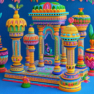 Terracework style, Midjourney V6.1: abstract 3D render