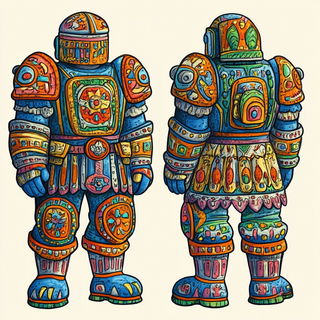 Terracework style, Midjourney V6.1: concept art character design of retropunk steam knight