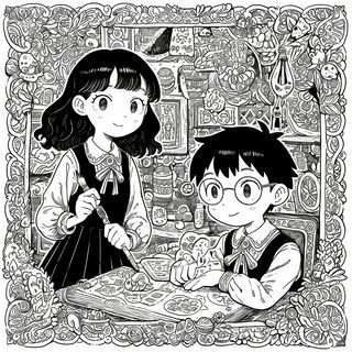 Terracework style, Midjourney V6.1: black-and-white manga comic strip