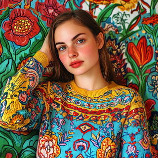 Terracework style, Midjourney V6.1: photographic portrait of female protagonist