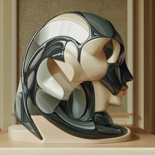 Mosaic Silhouette Deco style, Midjourney V6.1: abstract 3D render