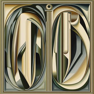 Mosaic Silhouette Deco style, Midjourney V6.1: typographic composition with large letters