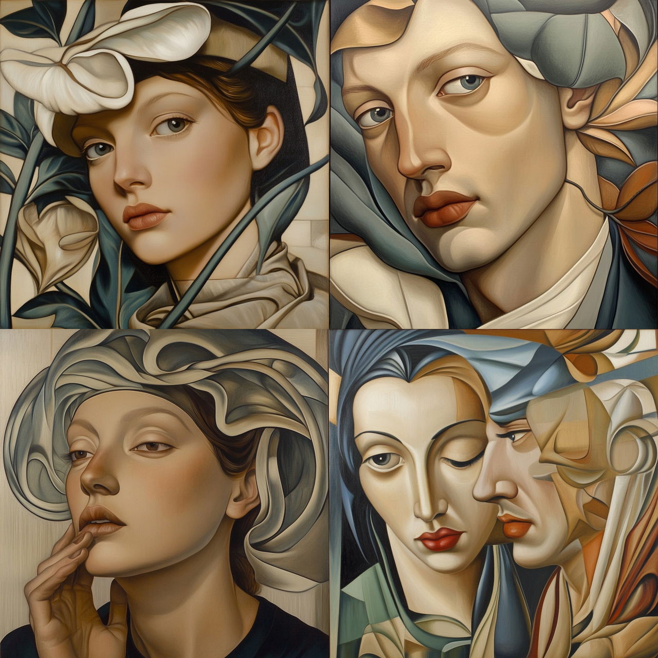 Mosaic Silhouette Deco style, Midjourney V6.1, render 1 of 4