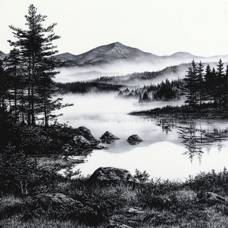 Cryocanyon style, Midjourney V6.1: realistic landscape photograph of quiet dawn