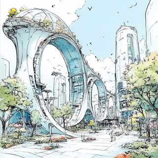 Needlemoon style, Midjourney V6.1: megacity with futuristic bioarchitecture
