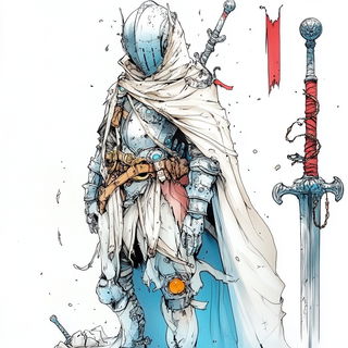 Needlemoon style, Midjourney V6.1: concept art character design of retropunk steam knight