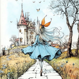 Needlemoon style, Midjourney V6.1: retro fairy-tale illustration