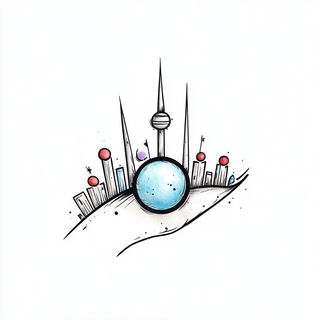 Needlemoon style, Midjourney V6.1: bold minimalist logo design for Istanbul city municipal services