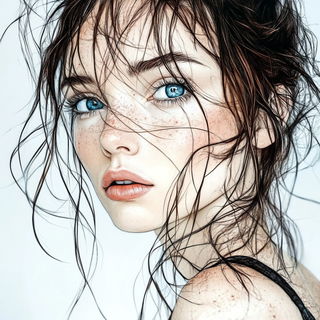 Needlemoon style, Midjourney V6.1: photographic portrait of female protagonist