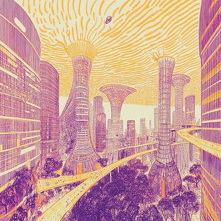 Castellopulp style, Midjourney V6.1: megacity with futuristic bioarchitecture